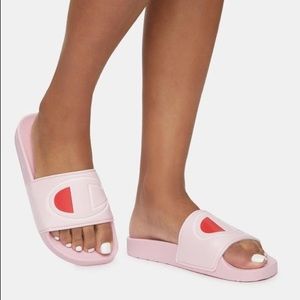 Size 10 Champion bubblegum pink slides.